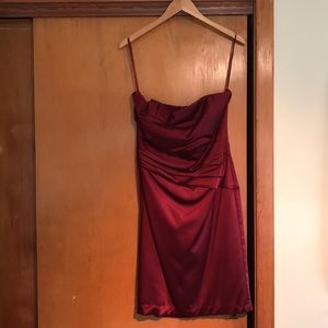 White House black market red strapless satin dress